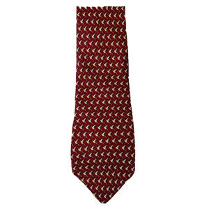 Vintage 1990s Museum Artifacts Mens Silk Tie Burgundy Flying Ducks 4"W x 57"L